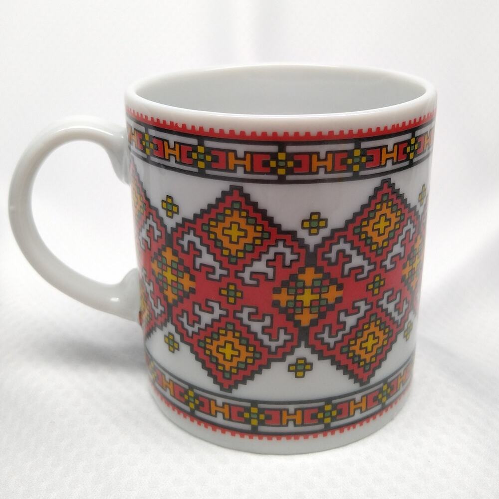 Delta Import Chicago Coffee Mug Red Geometric Folk Art Design Exclusive